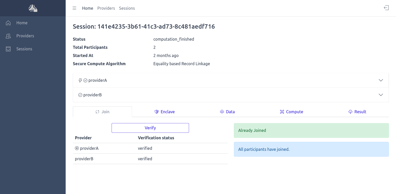 SecureCompute - Multi-party session example